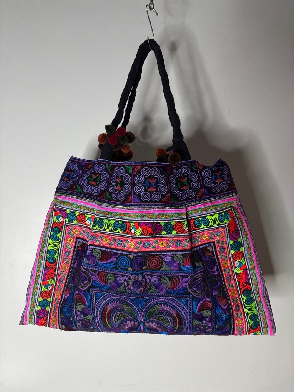 Vintage Embroidered Multi-Fabric Cotton Tote Bag Handmade in Thailand